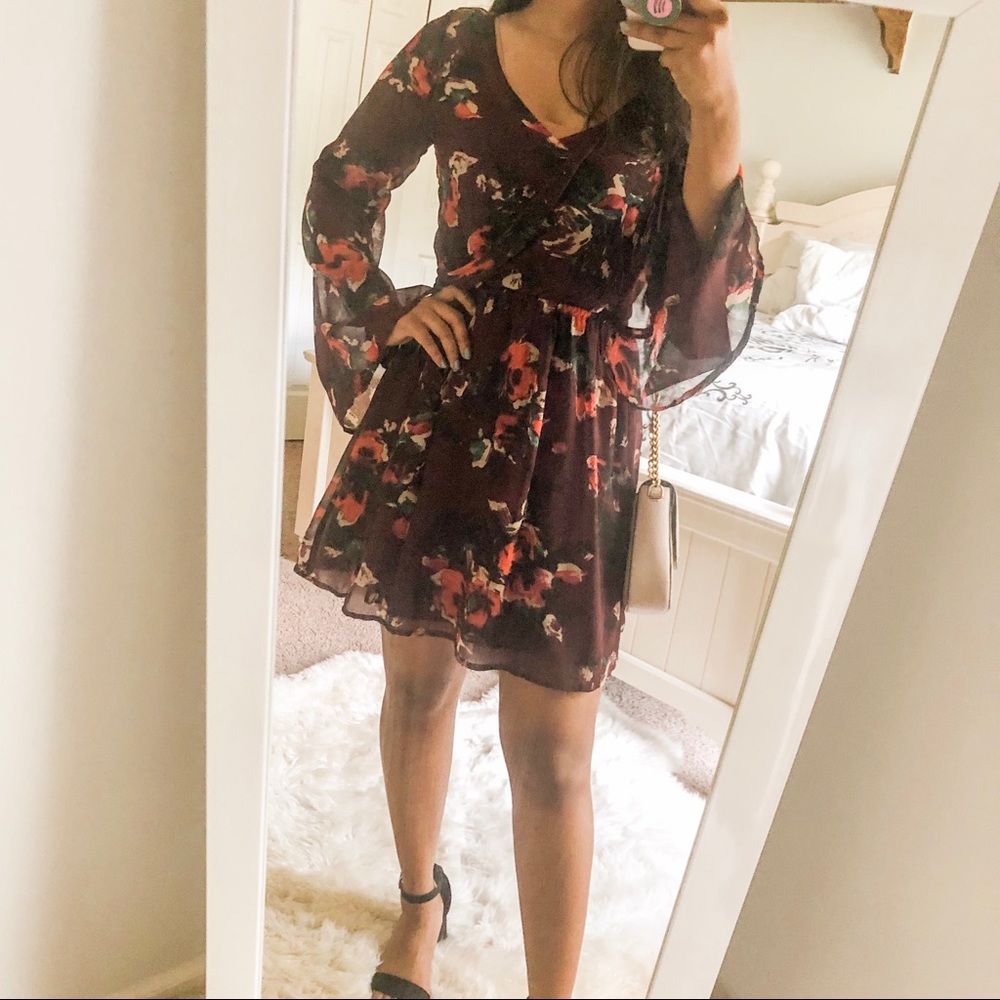 Abercrombie and Fitch Floral Bell Sleeve Dress